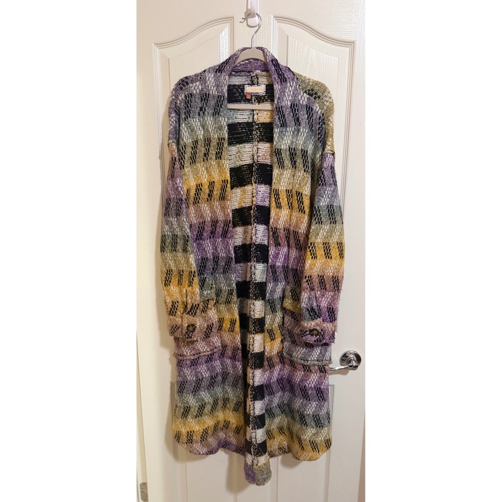 Anthropologie Pilcro Geo Sweater Coat Colorful Oversized Pockets Women's Small - Picture 3 of 8